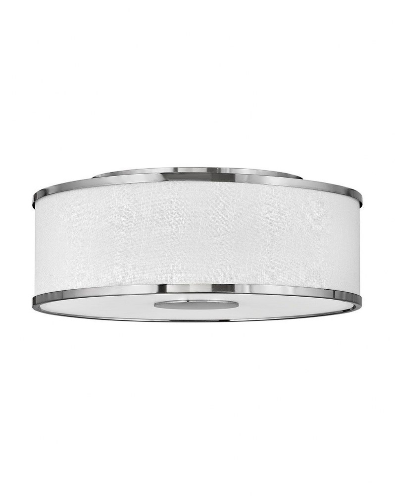 Hinkley Lighting-42008BN-Halo - 51W 3 LED Medium Flush Mount in Transitional Style - 18.25 Inches Wide by 7.25 Inches High Off White Linen  Brushed Nickel Finish with Off White Linen Shade