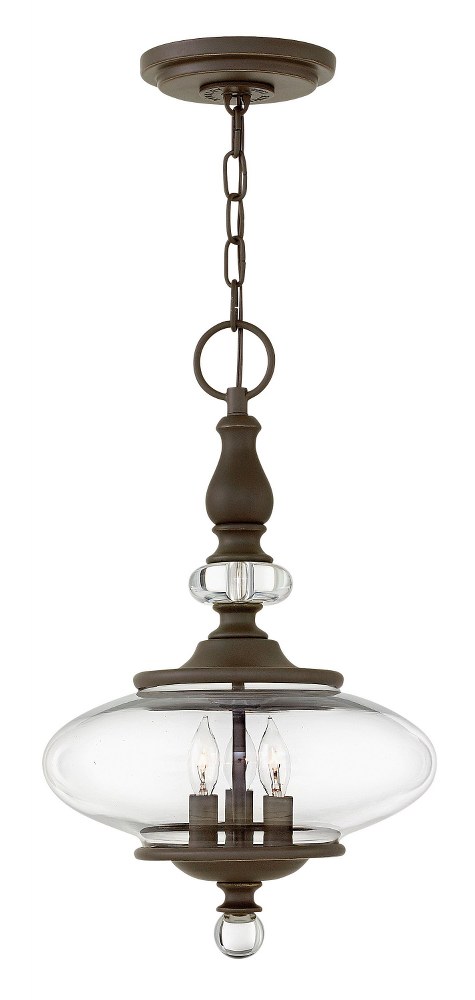 Hinkley Lighting-4323OZ-Wexley - Three Light Chandelier in Traditional Style - 12 Inches Wide by 19.5 Inches High Oil Rubbed Bronze  Polished Nickel Finish with Clear Glass