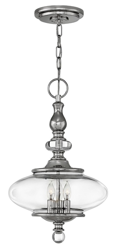 Hinkley Lighting-4323PN-Wexley - Three Light Chandelier in Traditional Style - 12 Inches Wide by 19.5 Inches High Polished Nickel  Polished Nickel Finish with Clear Glass