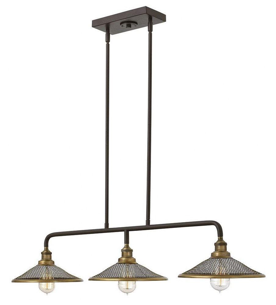 Hinkley Lighting-4364KZ-Rigby - 3 Light Linear Chandelier in Industrial Style - 40 Inches Wide by 7 Inches High   Buckeye Bronze Finish
