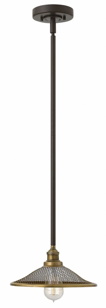 Hinkley Lighting-4367KZ-Rigby - 1 Light Small Pendant in Industrial Style - 10 Inches Wide by 4.3 Inches High   Buckeye Bronze Finish