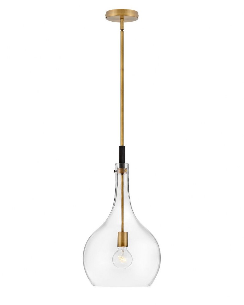 Hinkley Lighting-4457HB-CL-Ziggy - One Light Medium Pendant in Transitional Modern Scandinavian Style - 12 Inches Wide by 23 Inches High Heritage Brass  Black/Polished Nickel Finish