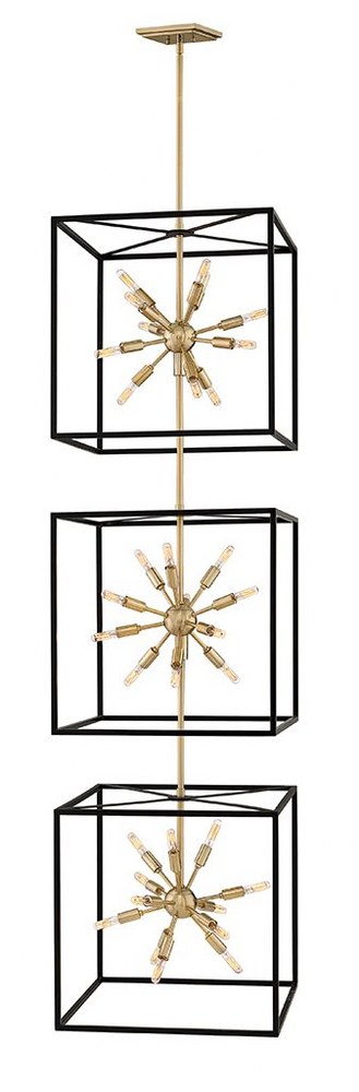 Hinkley Lighting-46318BLK-Aros - 36 Light Extra Large Open Frame 3-Tier Chandelier - Transitional Modern Mid-Century Modern Style - 20 Inch Wide by 82.75 Inch High Black  Black/Polished Nickel Finish