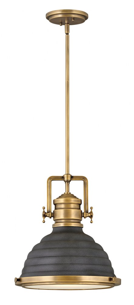 Hinkley Lighting-4697HB-DZ-Keating - 1 Light Small Pendant Heritage Brass/Aged Zinc  Heritage Brass Finish with Etched Glass