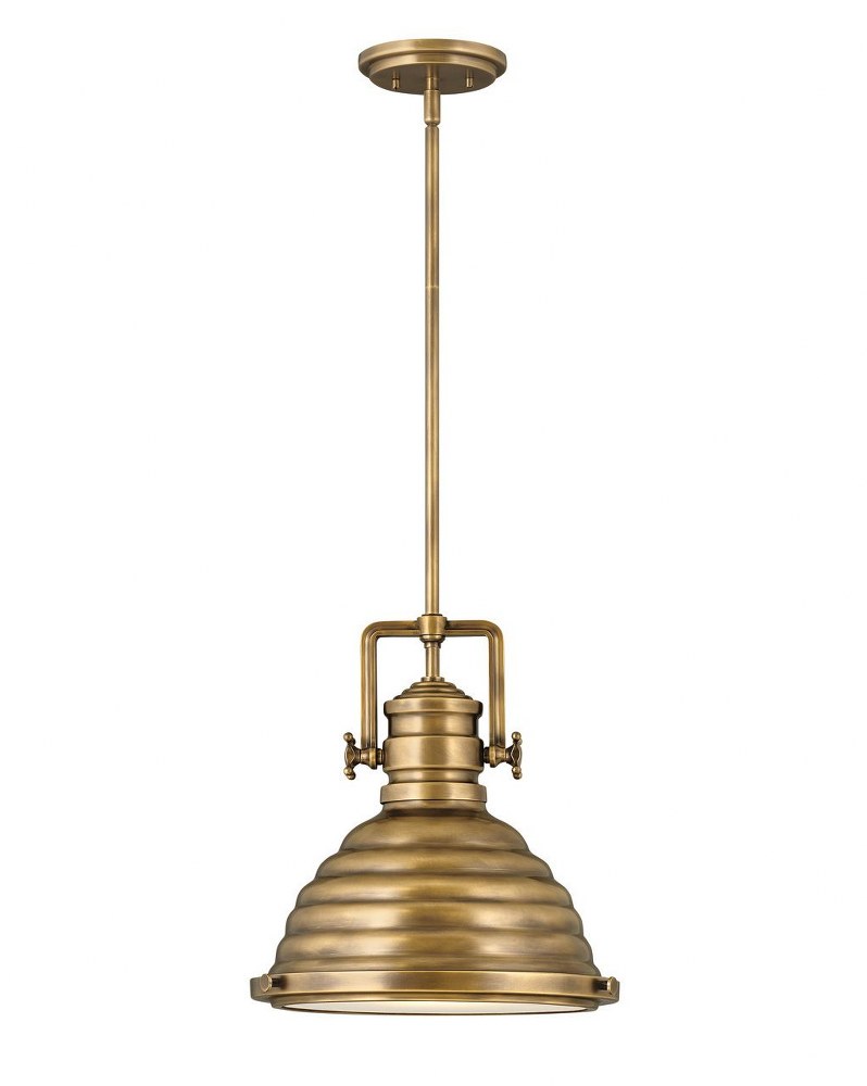 Hinkley Lighting-4697HB-Keating - 1 Light Small Pendant Heritage Brass  Heritage Brass Finish with Etched Glass