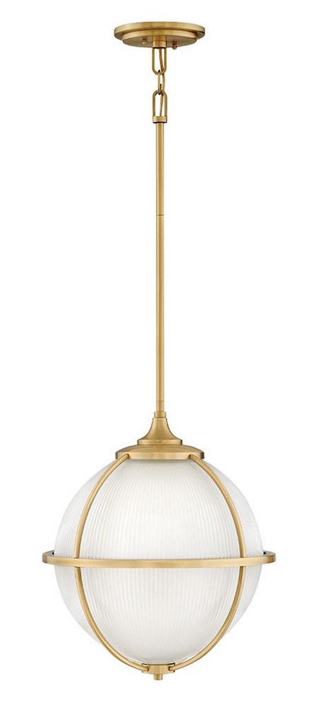 Hinkley Lighting-4744SA-Odeon - 3 Light Medium Orb Pendant in Traditional Industrial Style - 15 Inches Wide by 18 Inches High Satin Brass  Oil Rubbed Bronze Finish with Etched Holophane Glass