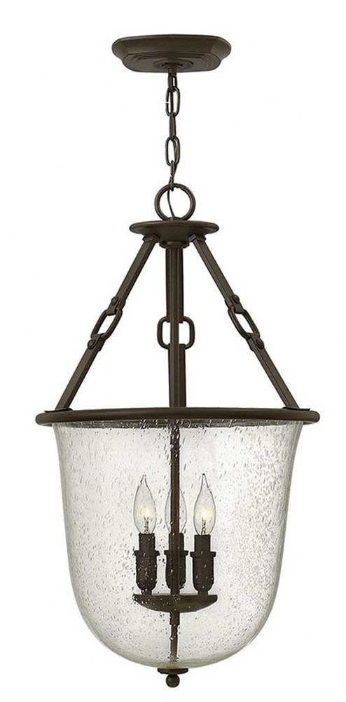 Hinkley Lighting-4783OZ-Dakota - Three Light Foyer in Rustic Style - 15.75 Inches Wide by 27.25 Inches High   Oil Rubbed Bronze Finish with Clear Seedy Glass