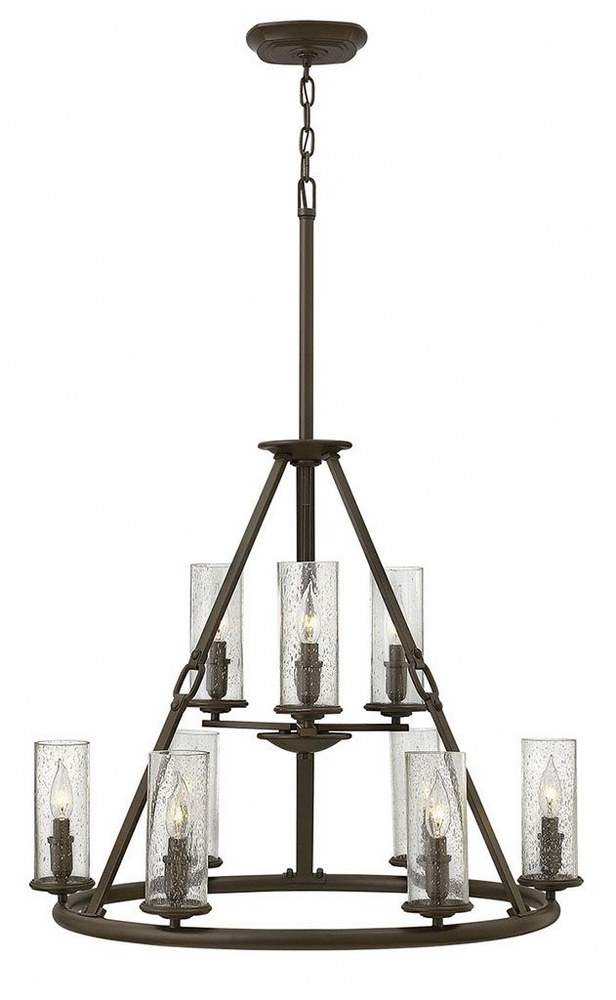 Hinkley Lighting-4789OZ-Dakota - Nine Light Chandelier in Rustic Style - 29 Inches Wide by 37 Inches High   Oil Rubbed Bronze Finish with Clear Seedy Glass