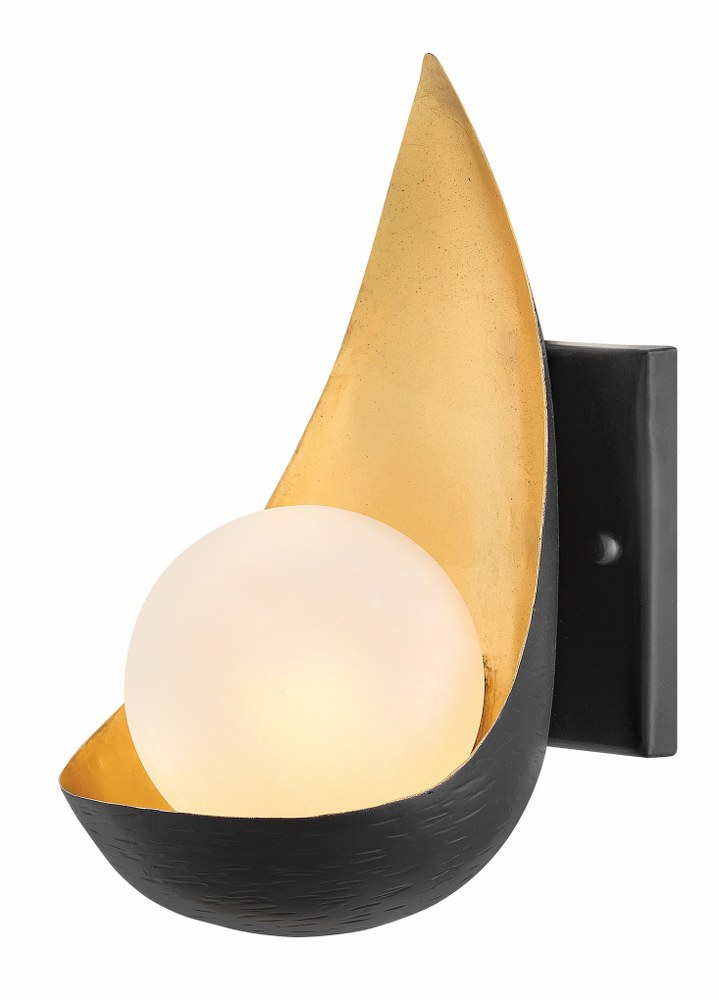 Hinkley Lighting-47900BLK-Ren - One Light Wall Sconce in Modern Glam Scandinavian Style - 5.5 Inches Wide by 9.75 Inches High   Black Finish with Faux Alabaster Glass