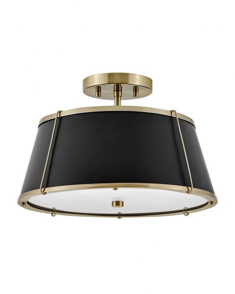 Hinkley Lighting-4893WS-Clarke - 2 Light Medium Semi-Flush Mount Warm Brass  Polished Nickel Finish with Metal Shade