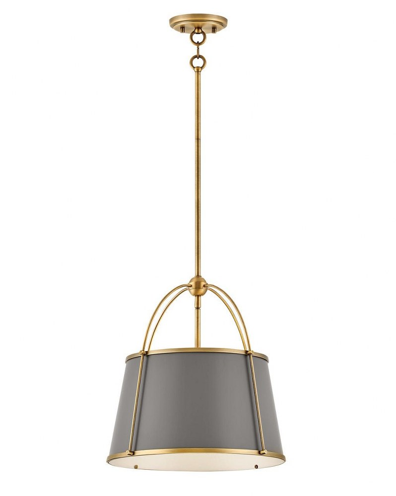 Hinkley Lighting-4894LDB-Clarke - 1 Light Medium Pendant in Traditional Transitional Style - 16.25 Inches Wide by 16.25 Inches High Lacquered Dark Brass  Polished Nickel Finish