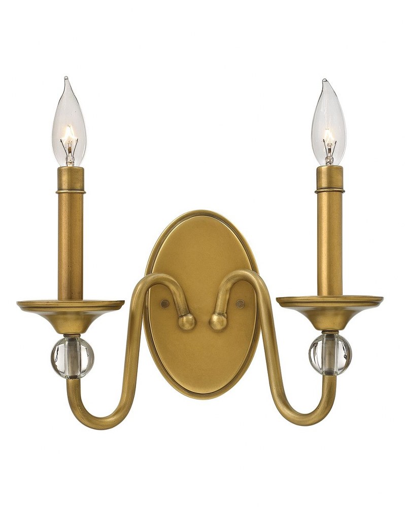 Hinkley Lighting-4952HB-Eleanor - 2 Light Wall Sconce in Traditional Style - 12.75 Inches Wide by 9 Inches High   Heritage Brass Finish