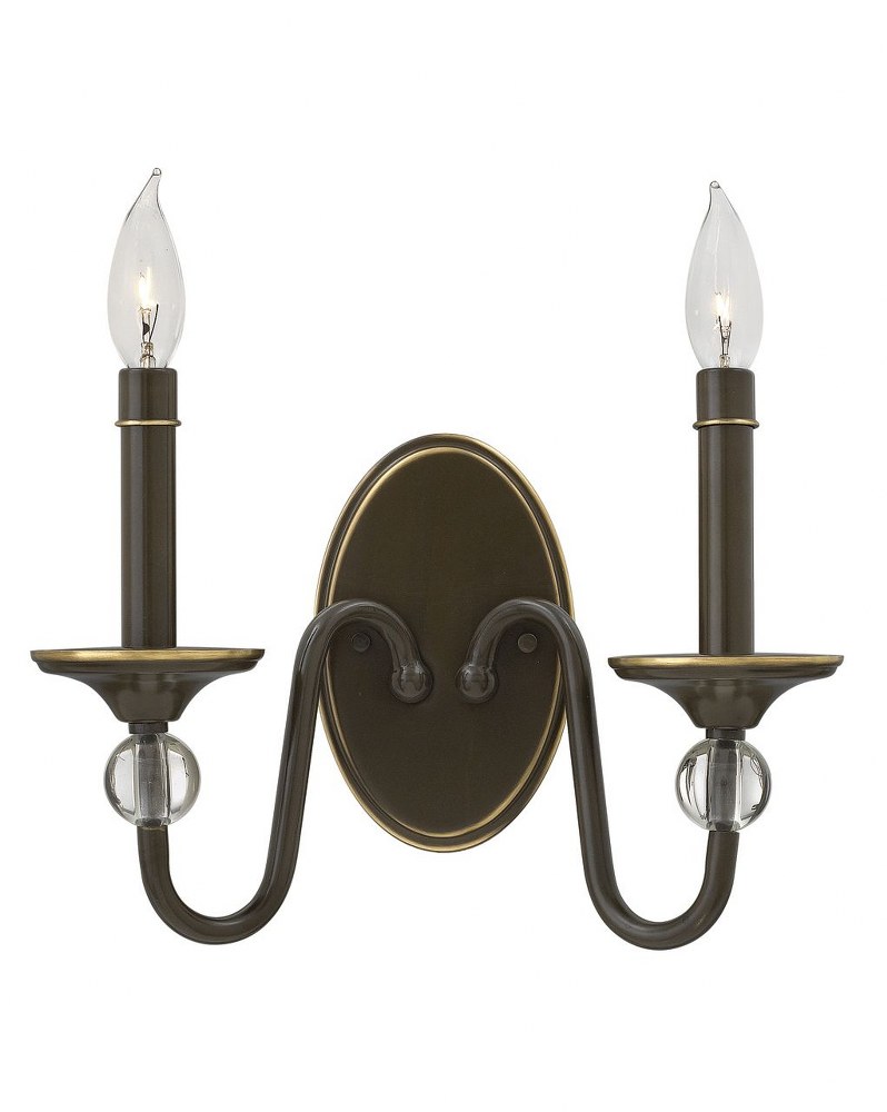 Hinkley Lighting-4952LZ-Eleanor - 2 Light Wall Sconce in Traditional Style - 12.75 Inches Wide by 9 Inches High   Light Oiled Bronze Finish