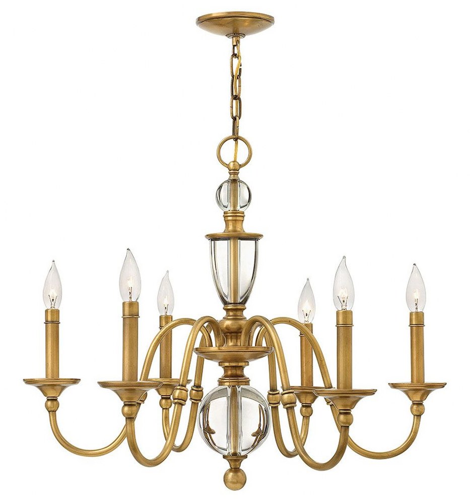 Hinkley Lighting-4956HB-Eleanor - 6 Light Small Chandelier in Traditional Style - 27.25 Inches Wide by 22.75 Inches High   Heritage Brass Finish