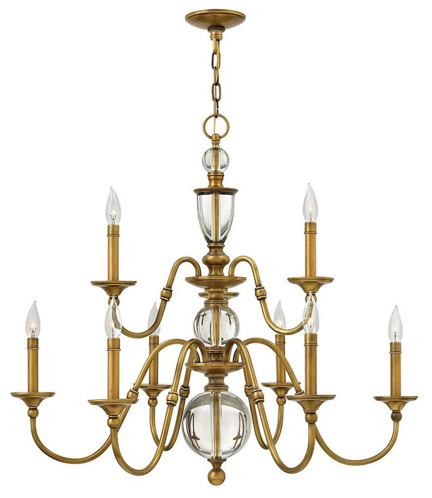 Hinkley Lighting-4958HB-Eleanor - 9 Light Medium 2-Tier Chandelier in Traditional Style - 35.25 Inches Wide by 31.25 Inches High   Heritage Brass Finish