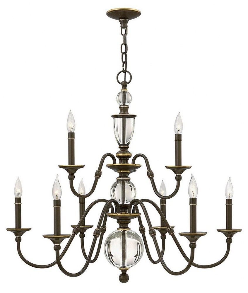 Hinkley Lighting-4958LZ-Eleanor - 9 Light Medium 2-Tier Chandelier in Traditional Style - 35.25 Inches Wide by 31.25 Inches High   Light Oiled Bronze Finish