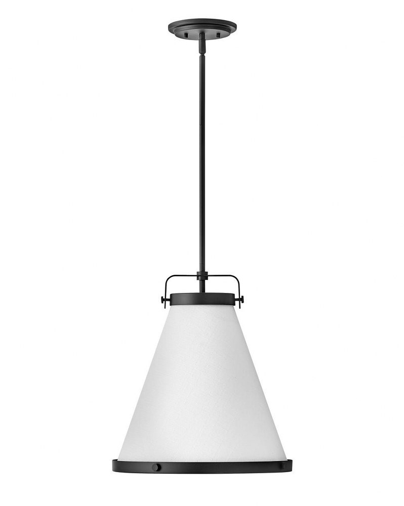 Hinkley Lighting-4993BK-Lexi - 1 Light Large Pendant in Traditional Transitional Style - 16 Inches Wide by 17.75 Inches High Black  Lacquered Brass Finish with Off-White Textured Shade