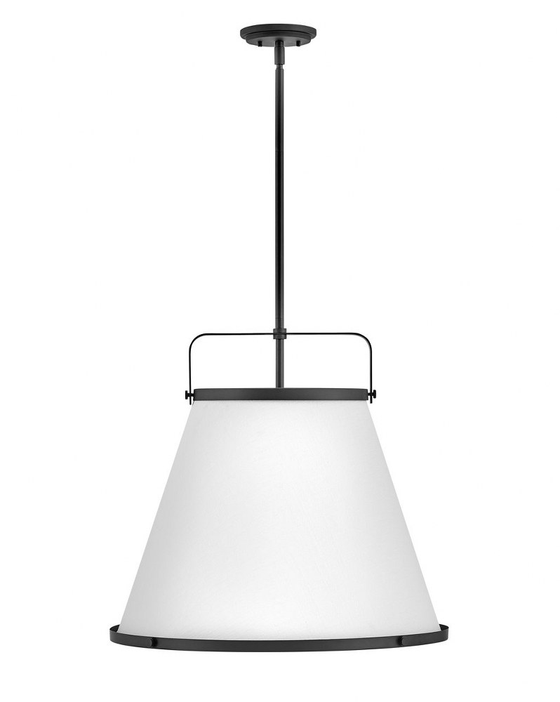 Hinkley Lighting-4995BK-Lexi - 3 Light Large Pendant Black  Black Finish with Off-White Textured Fabric Shade