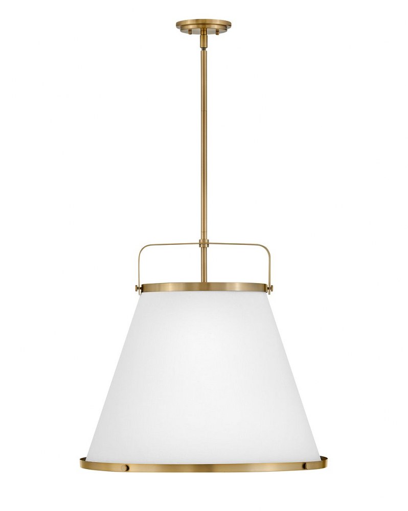 Hinkley Lighting-4995LCB-Lexi - 3 Light Large Pendant Lacquered Brass  Black Finish with Off-White Textured Fabric Shade