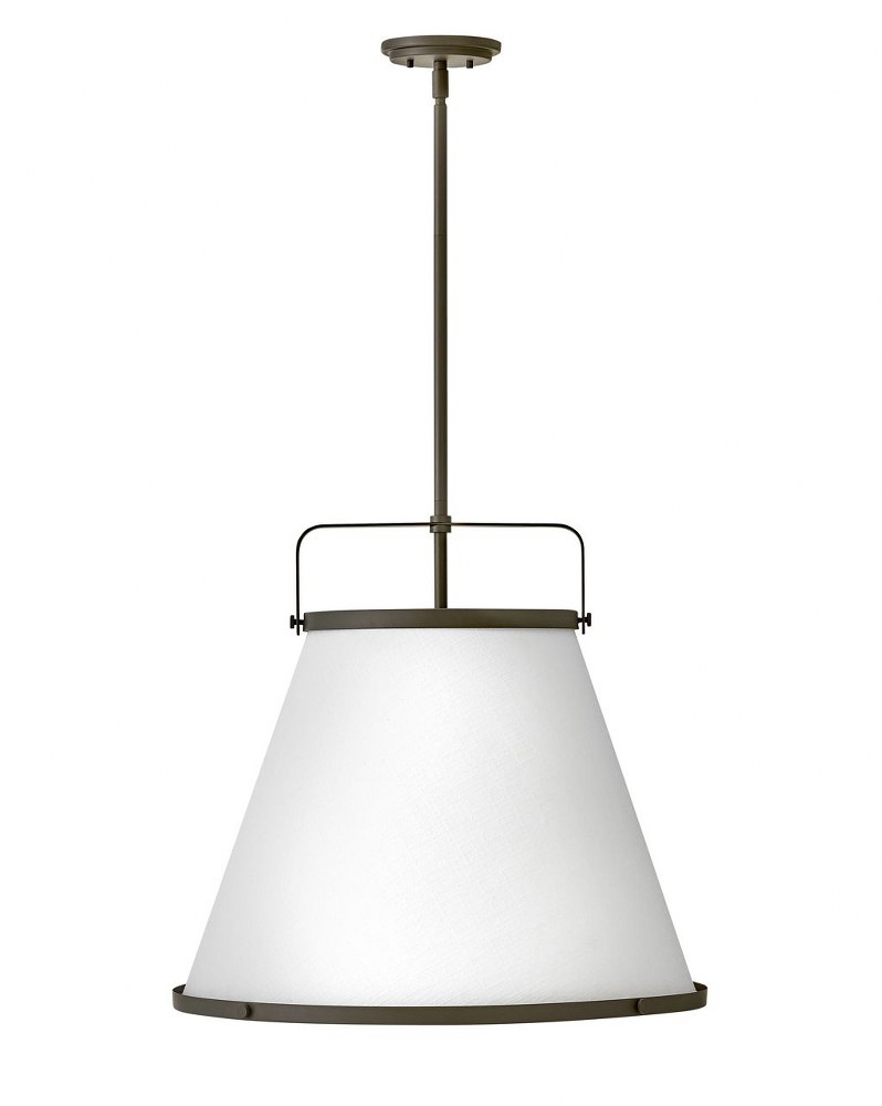 Hinkley Lighting-4995OZ-Lexi - 3 Light Large Pendant Oil Rubbed Bronze  Black Finish with Off-White Textured Fabric Shade