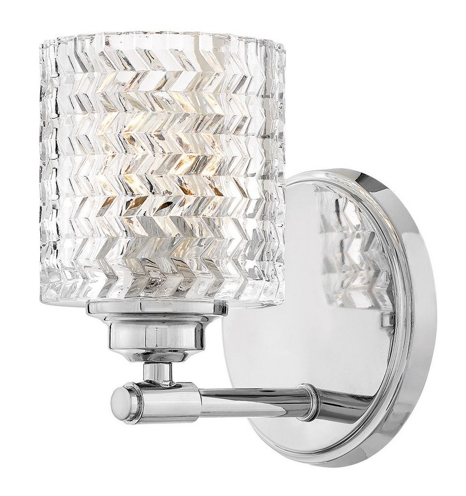 Hinkley Lighting-5040CM-Elle - 1 Light Bath Vanity in Traditional Style - 5.5 Inches Wide by 7.75 Inches High Chrome  Chrome Finish with Clear Chevron Glass