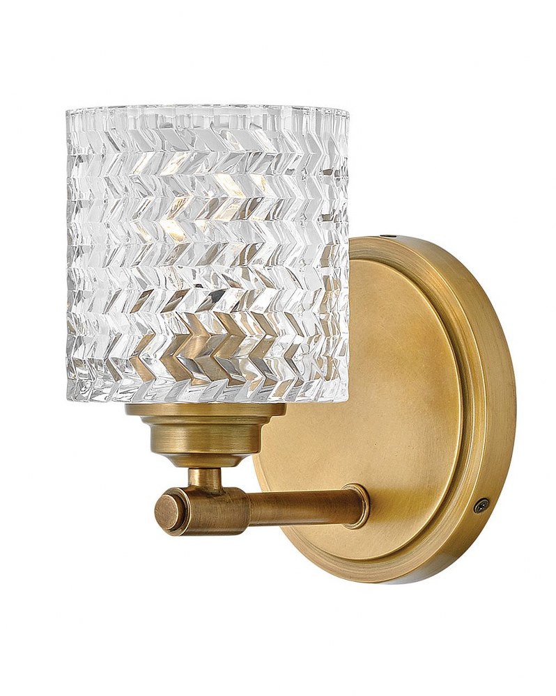 Hinkley Lighting-5040HB-Elle - 1 Light Bath Vanity in Traditional Style - 5.5 Inches Wide by 7.75 Inches High Heritage Brass  Chrome Finish with Clear Chevron Glass