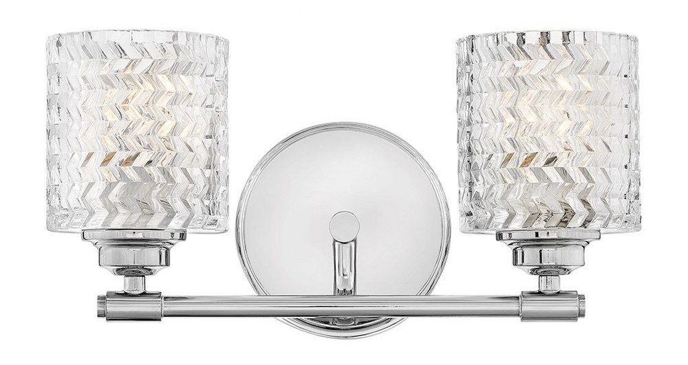 Hinkley Lighting-5042CM-Elle - 2 Light Bath Vanity in Traditional Style - 14.5 Inches Wide by 7.5 Inches High Chrome  Chrome Finish with Clear Chevron Glass