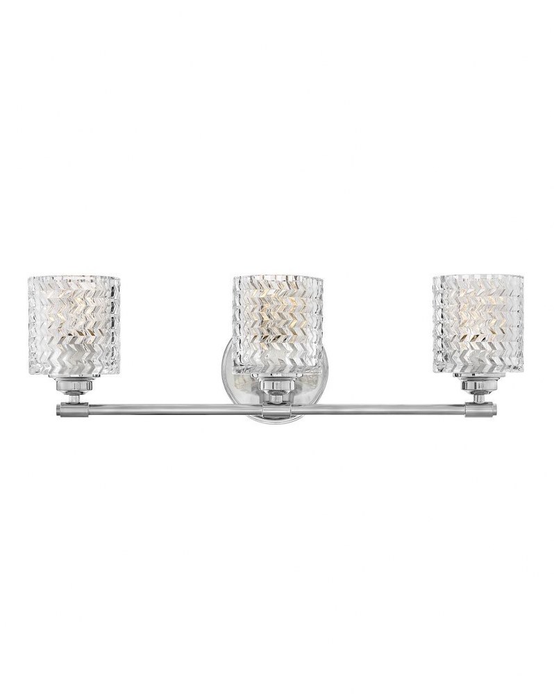 Hinkley Lighting-5043CM-Elle - 3 Light Bath Vanity in Traditional Style - 24 Inches Wide by 7.5 Inches High Chrome  Chrome Finish with Clear Chevron Glass