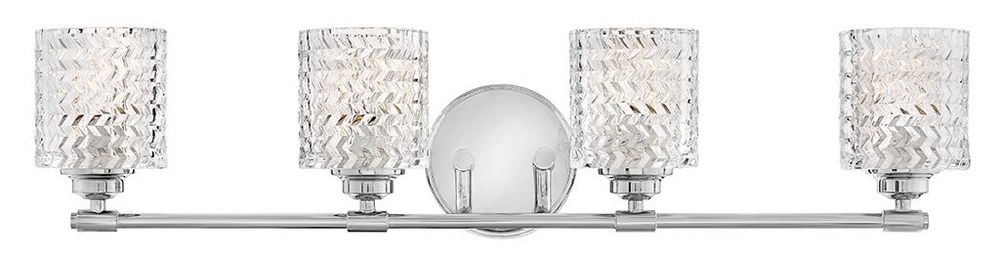 Hinkley Lighting-5044CM-Elle - 4 Light Bath Vanity in Traditional Style - 32 Inches Wide by 7.5 Inches High Chrome  Chrome Finish with Clear Chevron Glass