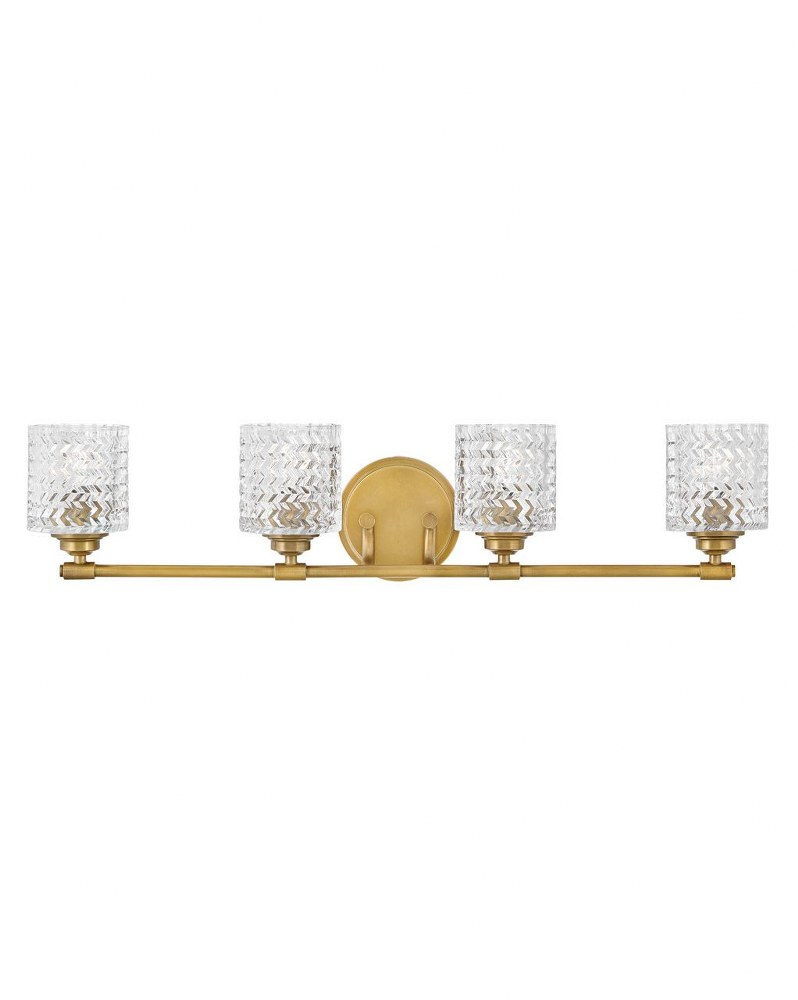 Hinkley Lighting-5044HB-Elle - 4 Light Bath Vanity in Traditional Style - 32 Inches Wide by 7.5 Inches High Heritage Brass  Chrome Finish with Clear Chevron Glass