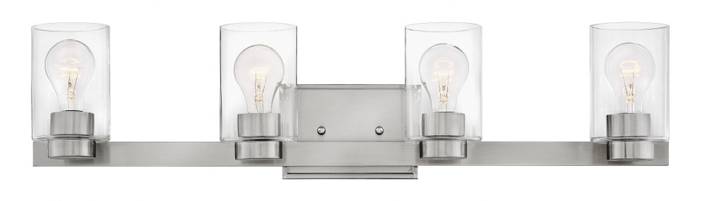 Hinkley Lighting-5054BN-CL-Mileys - 4 Light Bath Vanity in Transitional Style - 30 Inches Wide by 7 Inches High Brushed Nickel Clear Brushed Nickel Finish