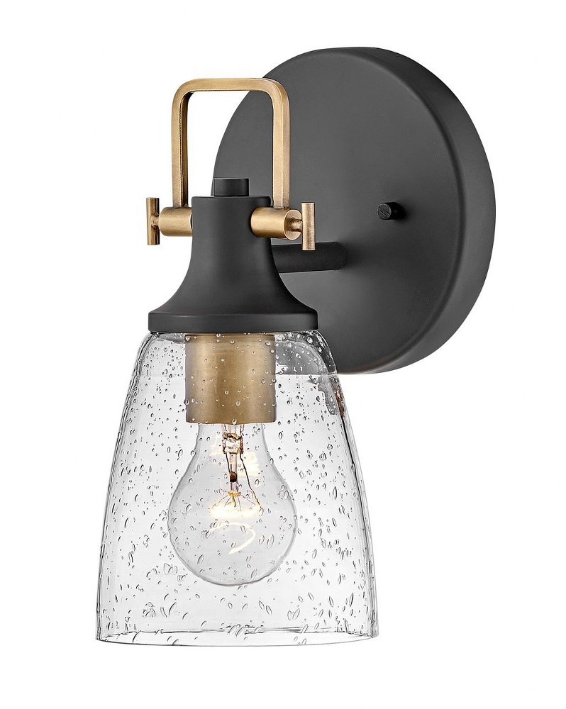 Hinkley Lighting-51270BK-Easton - 1 Light Bath Vanity Black/Heritage Brass  Black with Brass Accents Finish with Clear Seedy Glass