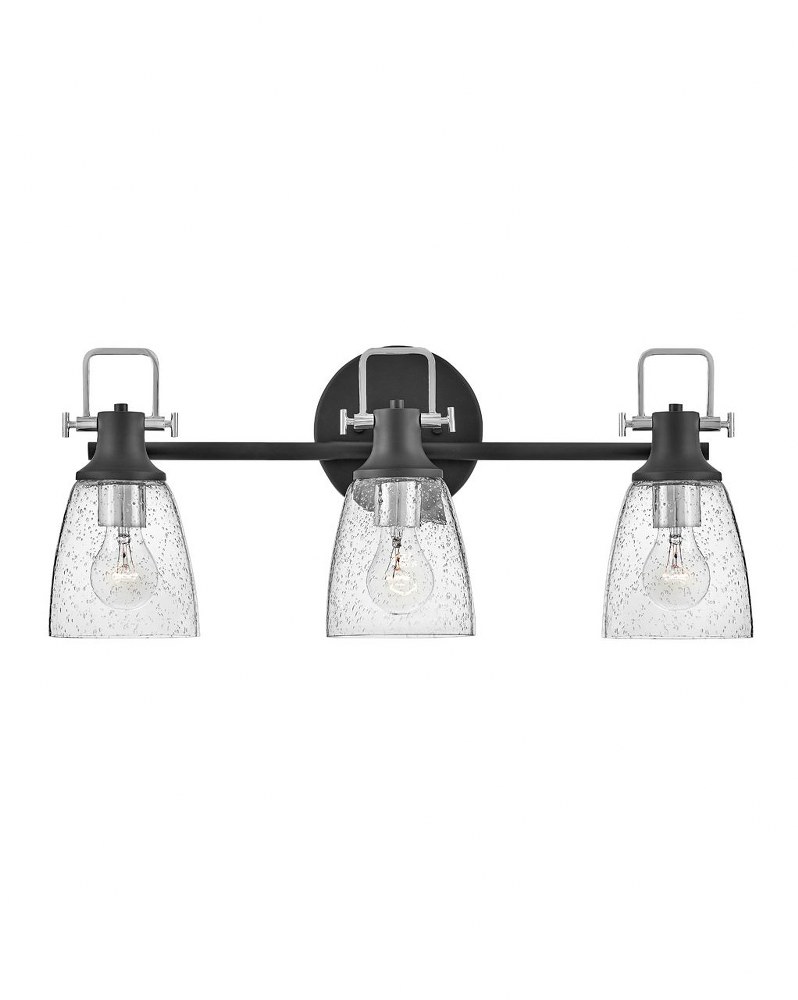 Hinkley Lighting-51273BK-CM-Easton - 3 Light Bath Vanity Black/Chrome  Black with Brass Accents Finish with Clear Seedy Glass