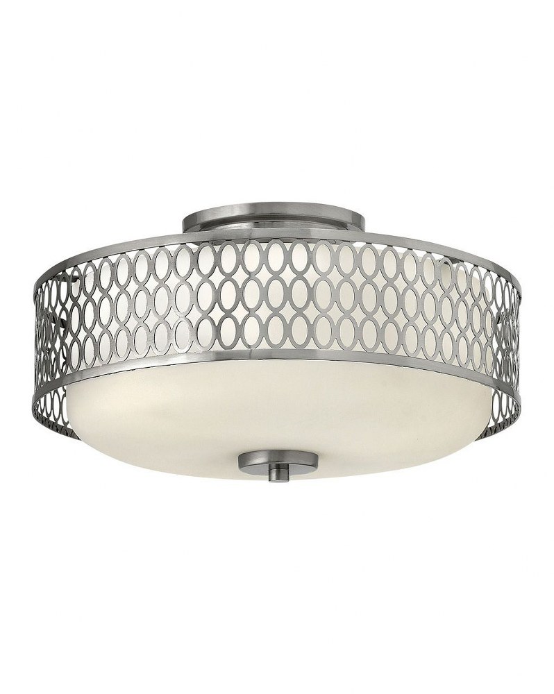 Hinkley Lighting-53241BN-LED-Jules - 3 Light Medium Semi-Flush Mount in Transitional Style - 15 Inches Wide by 8.25 Inches High Integrated LED  Brushed Nickel Finish with Etched Opal Glass