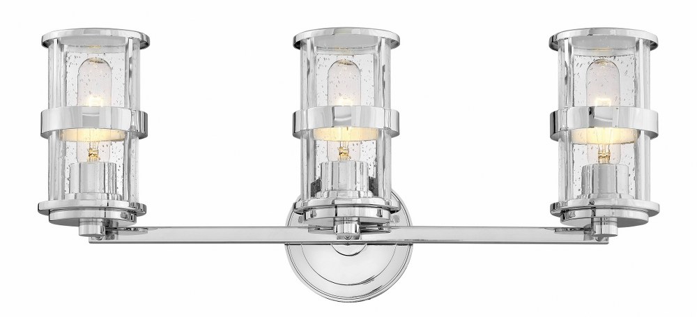 Hinkley Lighting-5433CM-Noah - Three Light Bath Vanity in Transitional Style - 23 Inches Wide by 9.75 Inches High   Chrome Finish with Clear Seedy Glass