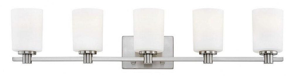 Hinkley Lighting-54625BN-Karlie - 5 Light Bath Vanity in Transitional Style - 35.5 Inches Wide by 7.5 Inches High Brushed Nickel  Chrome Finish with Etched Opal Glass