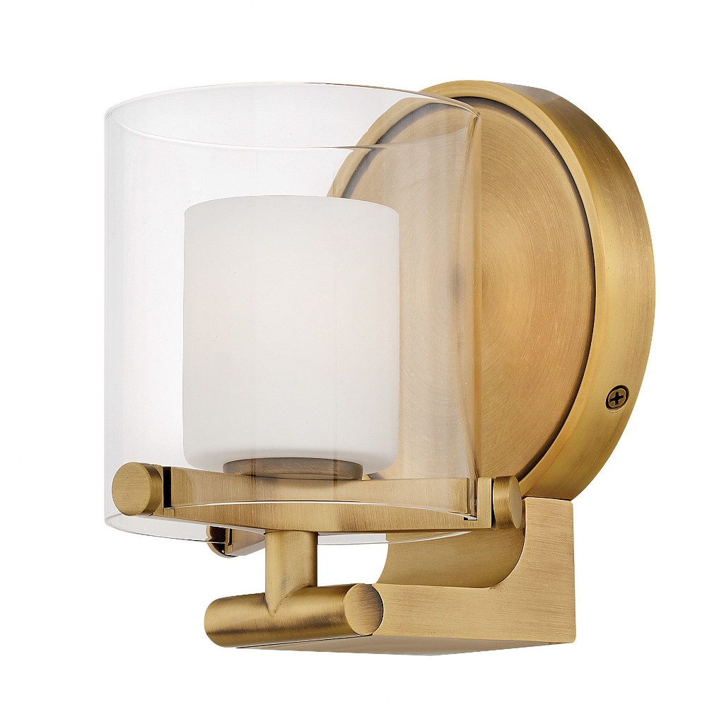 Hinkley Lighting-5490HB-LL-Rixon - 1 Light Bath Vanity in Mid-Century Modern Style - 5.5 Inches Wide by 7 Inches High Heritage Brass LED Heritage Brass Finish with Clear/Etch Opal Glass