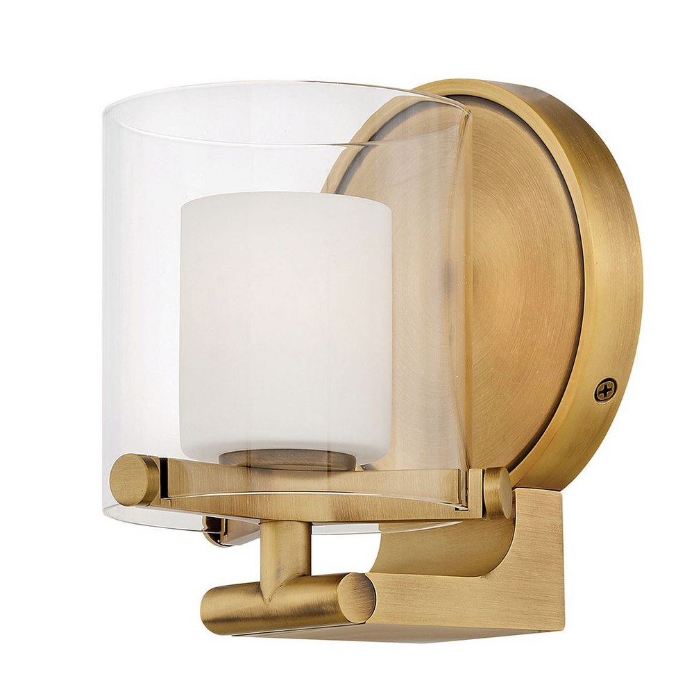 Hinkley Lighting-5490HB-Rixon - 1 Light Bath Vanity in Mid-Century Modern Style - 5.5 Inches Wide by 7 Inches High Heritage Brass Halogen Heritage Brass Finish with Clear/Etch Opal Glass