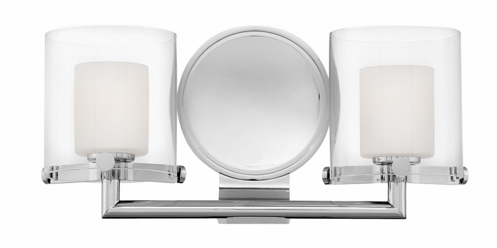 Hinkley Lighting-5492CM-LL-Rixon - 2 Light Bath Vanity in Mid-Century Modern Style - 14.5 Inches Wide by 7 Inches High Chrome LED Heritage Brass Finish with Clear/Etch Opal Glass