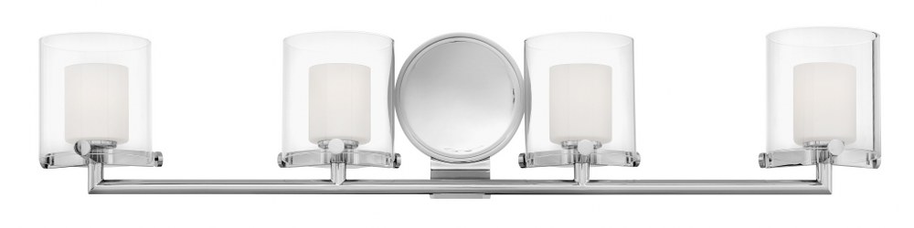 Hinkley Lighting-5494CM-LL-Rixon - 4 Light Bath Vanity in Mid-Century Modern Style - 33.75 Inches Wide by 7 Inches High Chrome LED Heritage Brass Finish with Clear/Etch Opal Glass