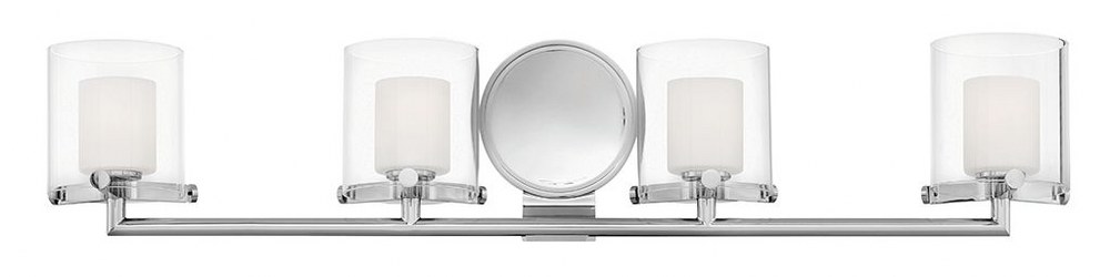 Hinkley Lighting-5494CM-Rixon - 4 Light Bath Vanity in Mid-Century Modern Style - 33.75 Inches Wide by 7 Inches High Chrome Halogen Heritage Brass Finish with Clear/Etch Opal Glass