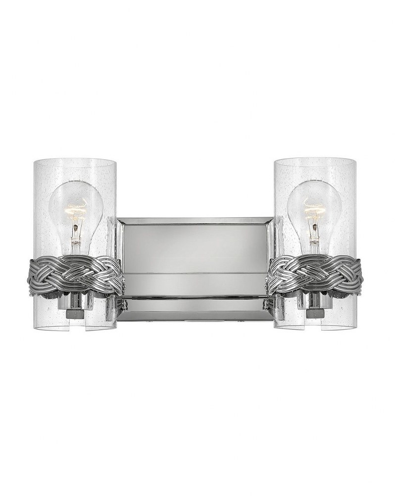 Hinkley Lighting-5512PN-Nevis - Two Light Bath Vanity in Traditional Coastal Style - 14 Inches Wide by 7 Inches High   Polished Nickel Finish with Clear Seedy Glass