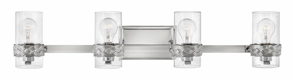 Hinkley Lighting-5514PN-Nevis - Four Light Bath Vanity in Traditional Coastal Style - 34 Inches Wide by 7 Inches High   Polished Nickel Finish with Clear Seedy Glass