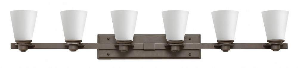 Hinkley Lighting-5556KZ-Avon - 6 Light Bath Vanity in Traditional Transitional Coastal Style - 48 Inches Wide by 8 Inches High Etched Opal Glass  Buckeye Bronze Finish