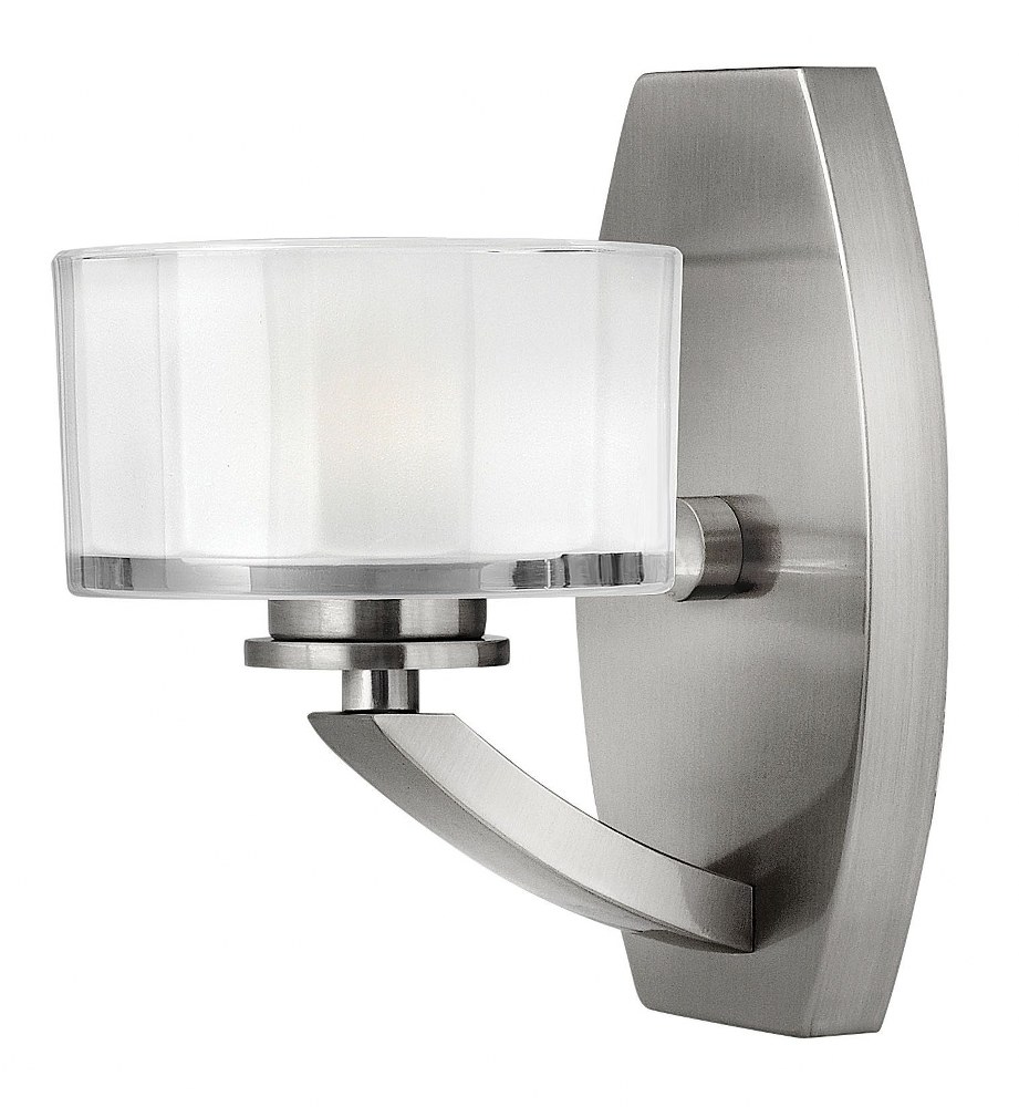 Hinkley Lighting-5590BN-LED-Meridian - 1 Light Bath Vanity in Transitional Style - 5 Inches Wide by 8 Inches High Integrated LED  Brushed Nickel Finish with Thick Faceted/Clear Glass