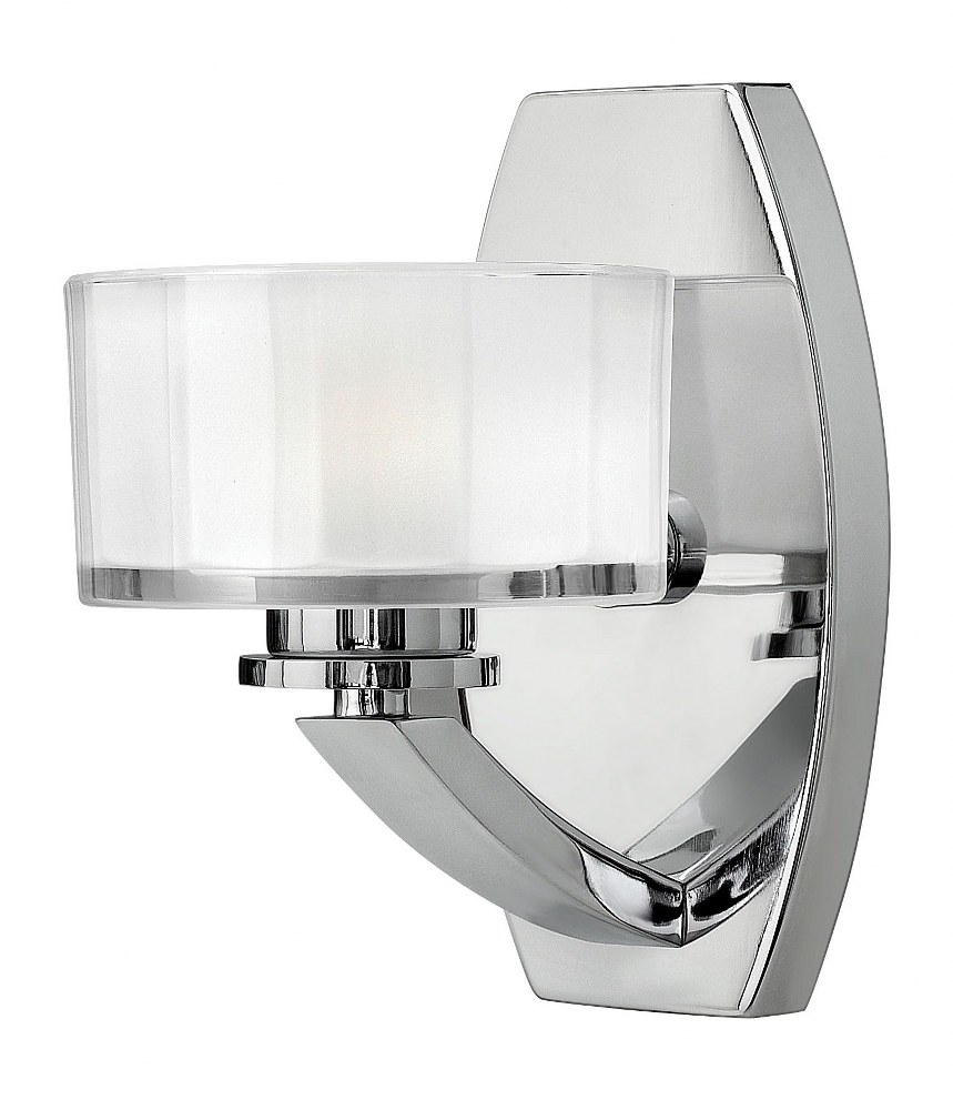 Hinkley Lighting-5590CM-LED-Meridian - 1 Light Bath Vanity in Transitional Style - 5 Inches Wide by 8 Inches High Integrated LED  Chrome Finish with Thick Faceted/Clear Glass