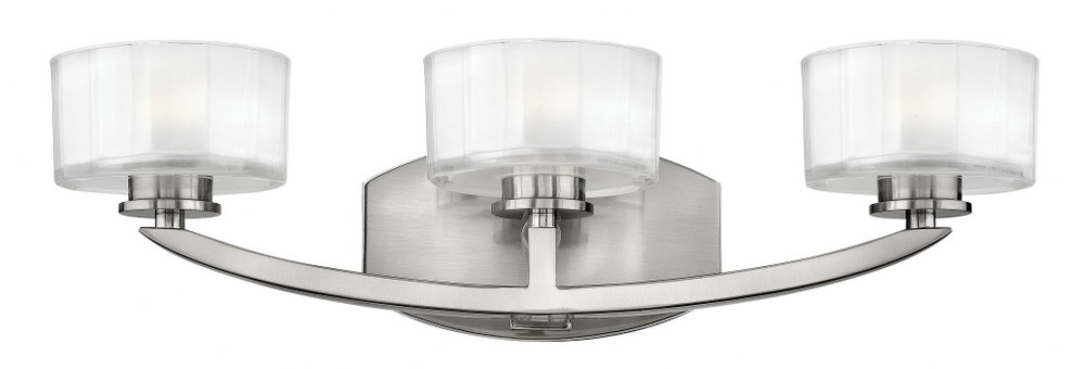 Hinkley Lighting-5593BN-LED-Meridian - 3 Light Bath Vanity in Transitional Style - 21 Inches Wide by 6 Inches High Integrated LED  Brushed Nickel Finish with Thick Faceted/Clear Glass