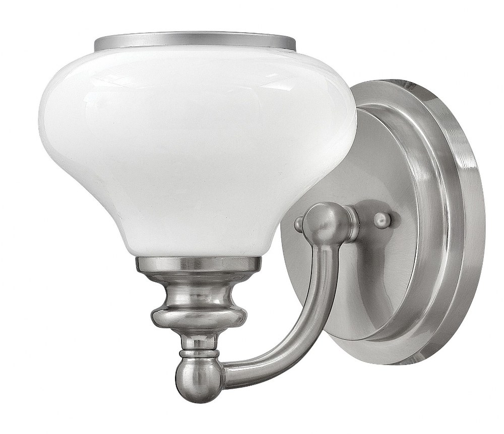 Hinkley Lighting-56550BN-Ainsley - 1 Light Bath Vanity in Traditional Mid-Century Modern Coastal Style - 6.25 Inches Wide by 7.5 Inches High   Brushed Nickel Finish with Cased Opal Glass