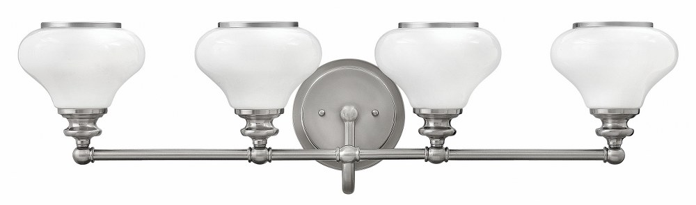 Hinkley Lighting-56554BN-Ainsley - 4 Light Bath Vanity in Traditional and Mid-Century Modern and Coastal Style - 33 Inches Wide by 9.25 Inches High Brushed Nickel  Brushed Nickel Finish with Cased Opa