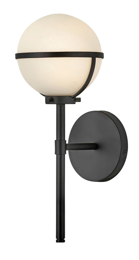 Hinkley Lighting-5660BK-LL-Hollis - 5W 1 LED Bath Vanity in Transitional and Mid-Century Modern and Scandinavian Style - 6.25 Inches Wide by 16 Inches High Black  Black Finish with Etched Opal Glass